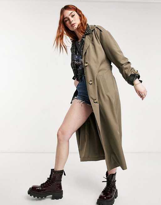 Only longline trench coat in taupe