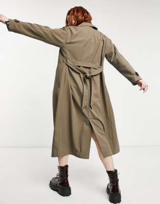 Only longline trench coat in taupe ASOS