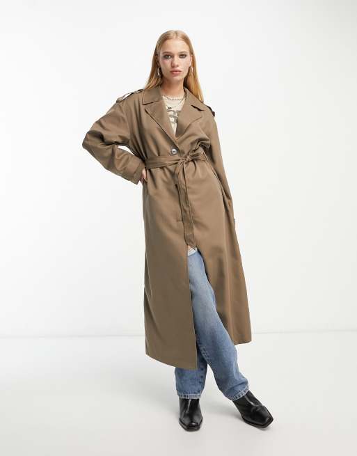 Only longline trenchcoat in mocha | ASOS