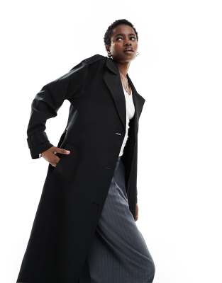 ONLY - Longline-Trenchcoat in Schwarz