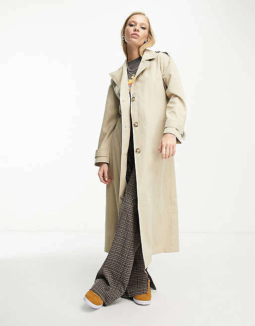 Only longline trenchcoat in stone