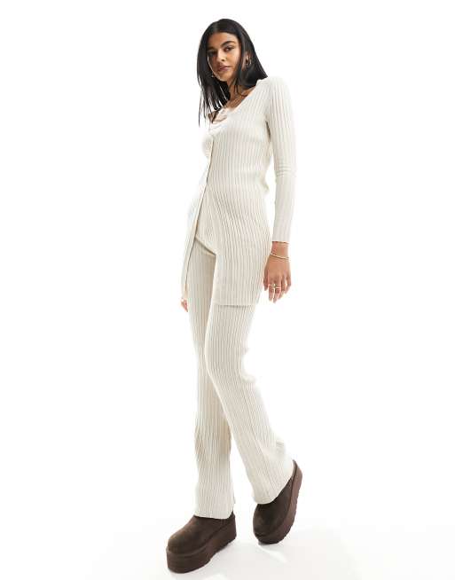 ONLY loose fit knitted pant in beige - part of a set  