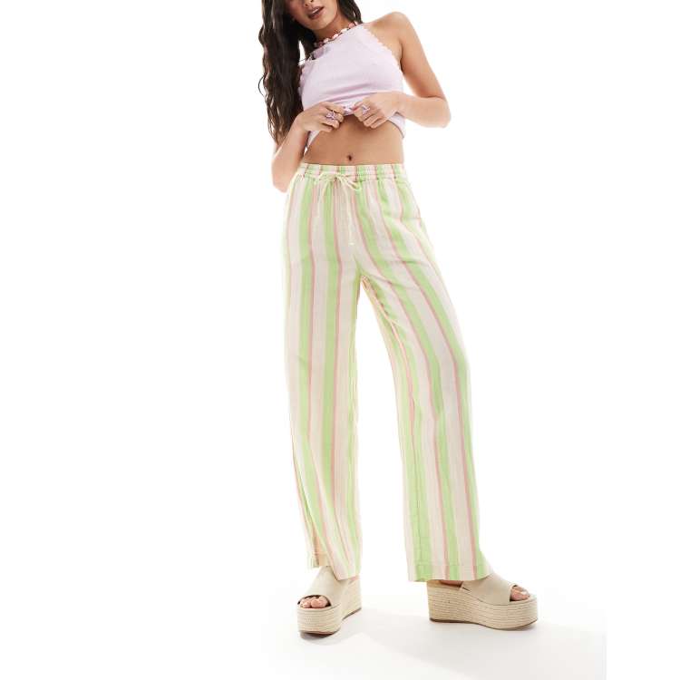 ONLY loose fit pants in green & pink stripe | ASOS