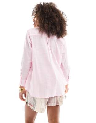 Only Loose Fit Textured Shirt In Pink