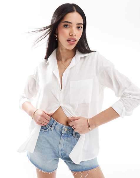 ONLY loose fit textured shirt in white - view 1