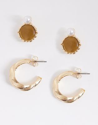 ONLY - Lot de 2 paires de boucles d'oreilles - Doré