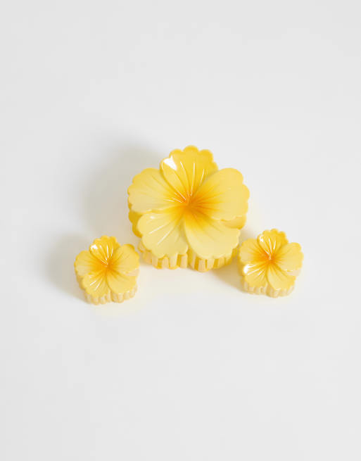 Only - Lot de 3 pinces à cheveux fleur - Jaune, 3 de 3