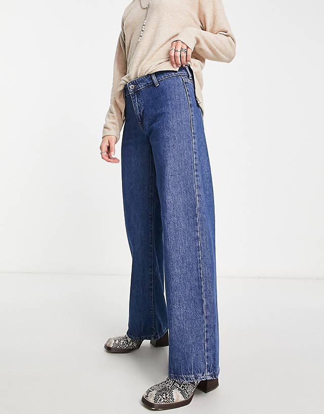 ONLY - low rise wide leg jeans in dark blue