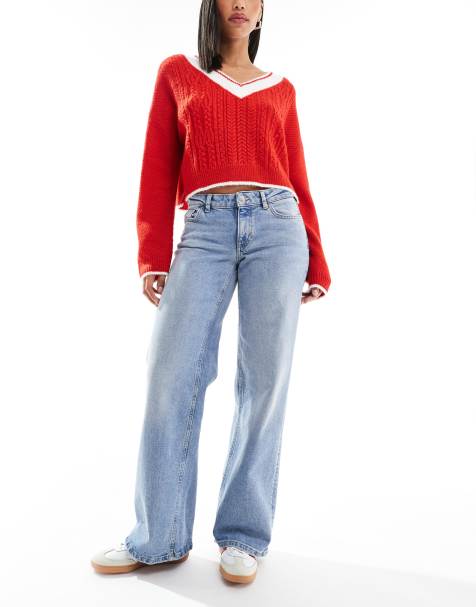 ONLY low waist wide leg jeans in light blue - view 1
