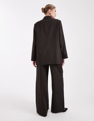 Only Low Waist Wide Leg Tailored Pants In Brown
