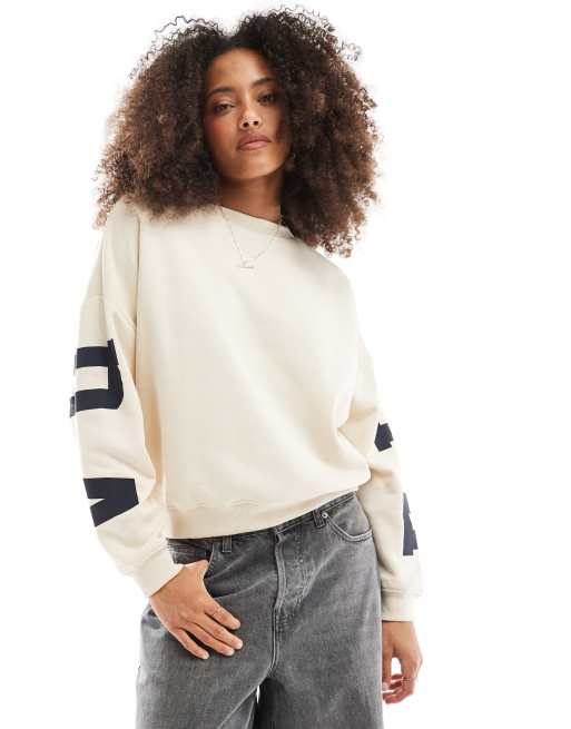 ONLY - Lys beige sweatshirt med 'Sunshine State'-print på ryggen, 2 af 4