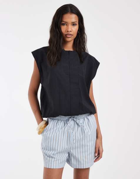 ONLY - Lyseblå stribede pull-on-shorts - view 1