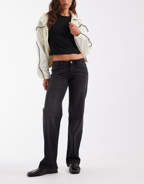 ONLY Maddie jeans met lage taille en baggy fit in gewassen zwart - view 1