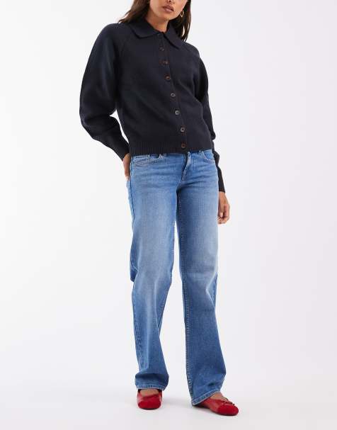 ONLY Maddie jeans met lage taille en baggy fit in middenblauw - view 1