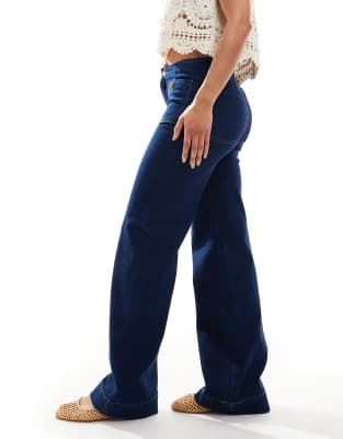 Only Madeline High Waist Wide Leg Jeans With Pocket Details