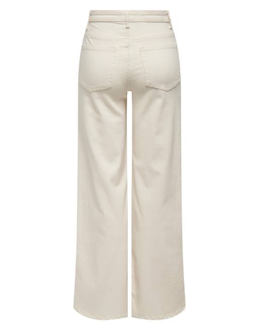 ONLY Madison Blush hoch geschnittene Cropped-Jeans mit weitem Bein aus weißem Denim, 7 von 7