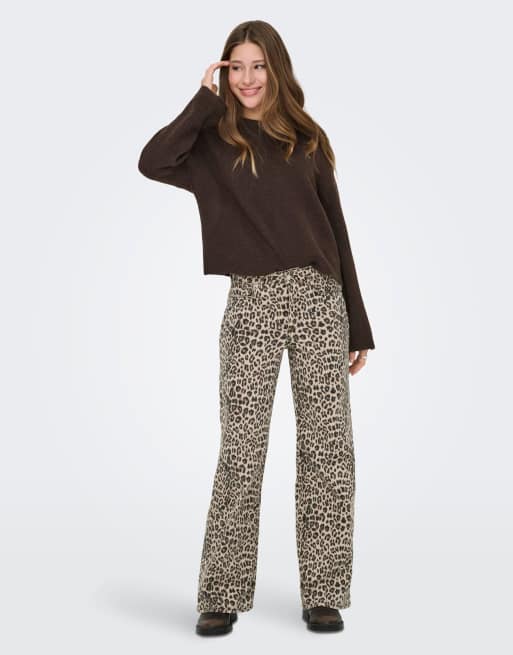 ONLY Madison Blush jeans a gamba larga a vita alta in denim nero, 3 di 7