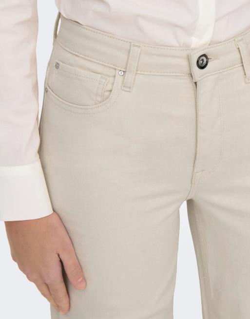 ONLY Madison Blush vaqueros cropped de pernera ancha y talle alto en denim blanco, 4 de 7