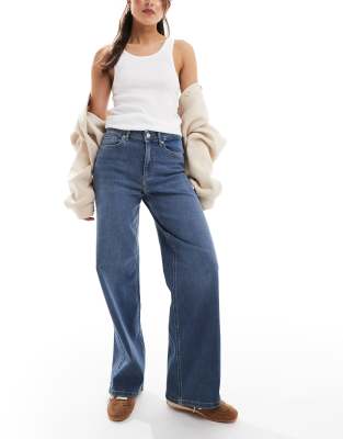 Madison high rise wide leg jeans in blue gray