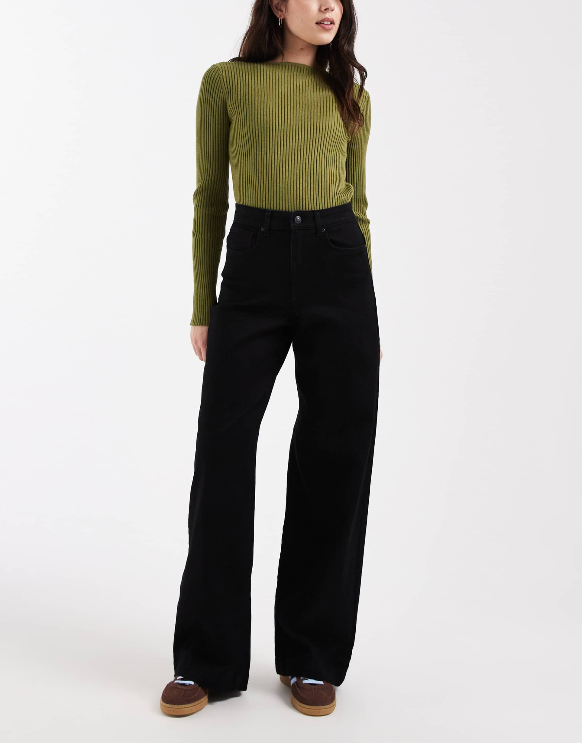 only madison high waist wide leg jeans in black