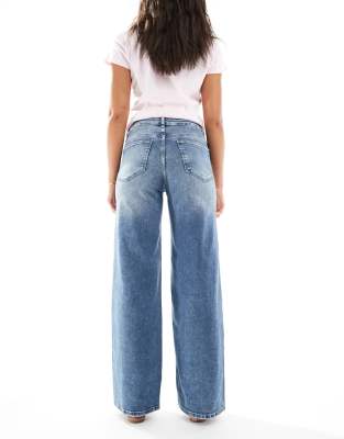 Only Madison High Waist Wide Leg Jeans In Blue