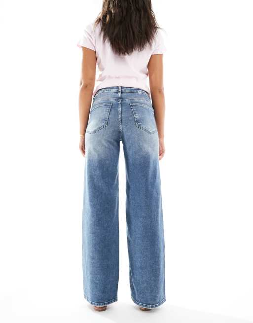 ONLY Madison high waist wide leg jeans in blue gray denim, 2 of 5