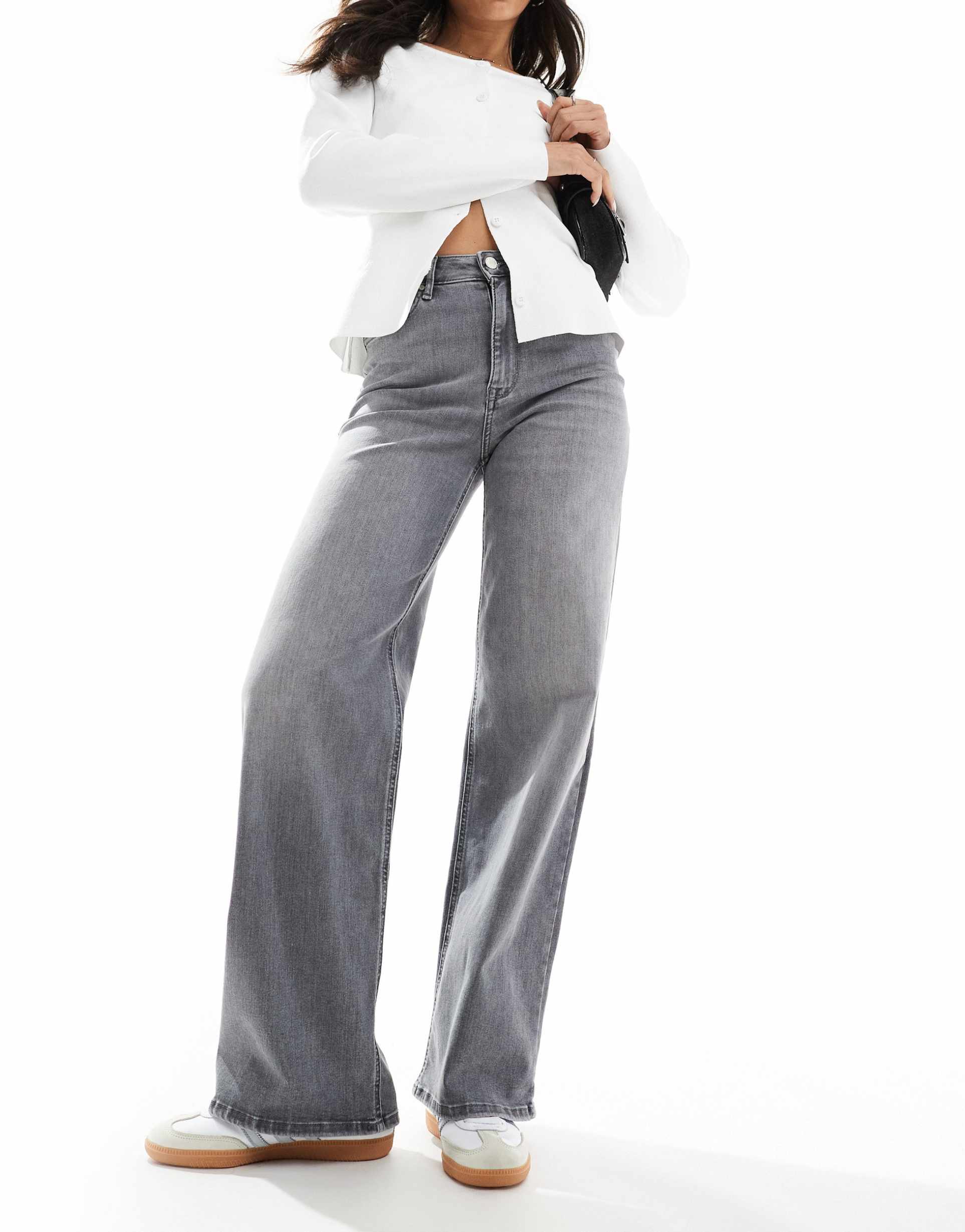 only madison high waist wide leg jeans in light gray