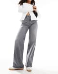 [ONLY] ONLY Madison high waist wide leg jeans in light grey 12-14 Light grey denim