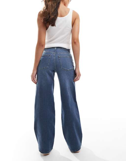 ONLY Madison high waist wide leg jeans in mid blue, 2 of 5