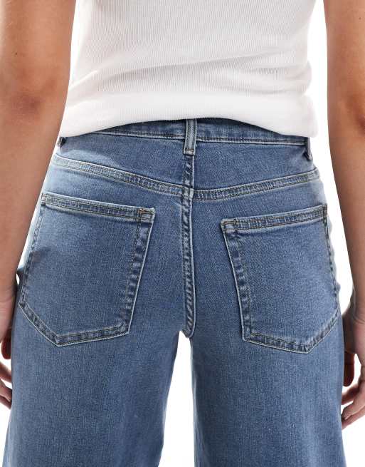 ONLY Madison high waist wide leg jeans in mid blue, 4 of 5