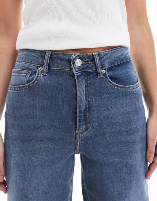 ONLY Madison high waist wide leg jeans in mid blue, 5 of 5