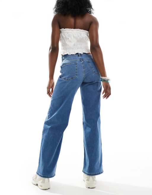 ONLY Madison high waist wide leg jeans in mid blue, 2 of 5
