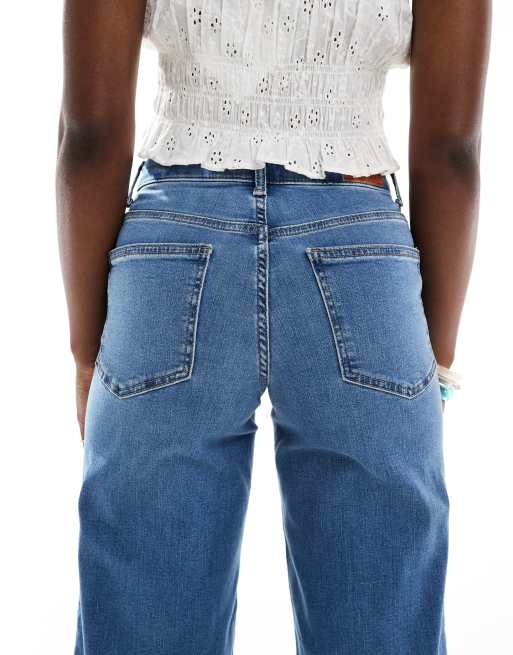 ONLY Madison high waist wide leg jeans in mid blue, 4 of 5
