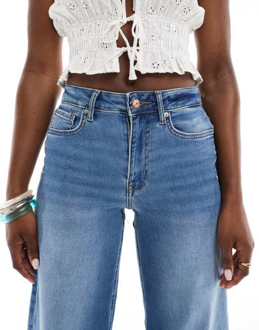 ONLY Madison high waist wide leg jeans in mid blue, 5 of 5