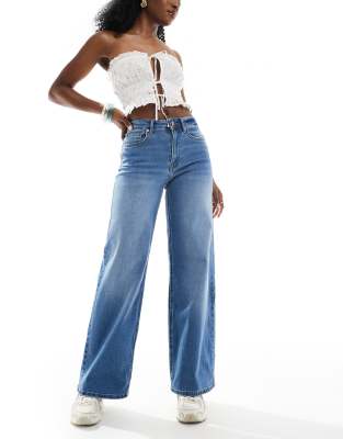 Madison - Jean large à taille haute - Bleu moyen XL L30