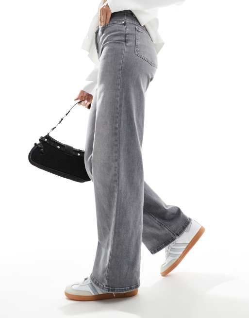 Jean Bleu Look Jean Gris Clair Femme ONLY Madison Jean Large à