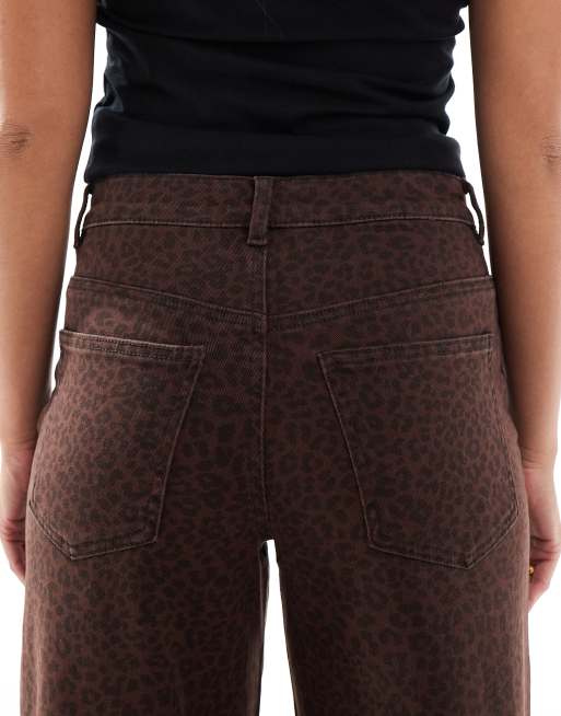 ONLY Madison wide leg jeans in brown leopard print, 4 of 5