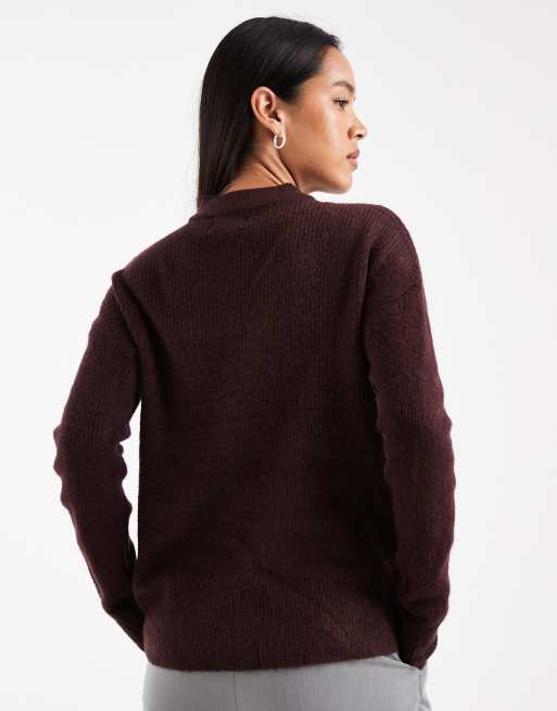 ONLY - Maglione bordeaux con scollo rotondo, 3 di 4