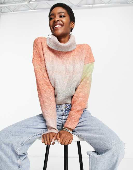 Only - Maglione con collo alto in colore pastello sfumato