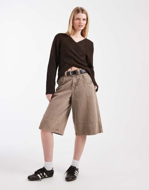 Only - Maglione double-face avvolgente marrone, 2 di 4