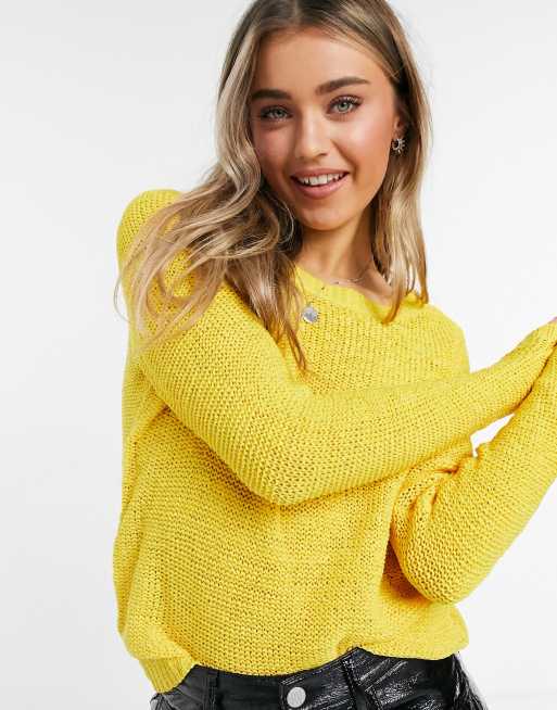 Only Maglione girocollo a maniche lunghe in maglia giallo senape