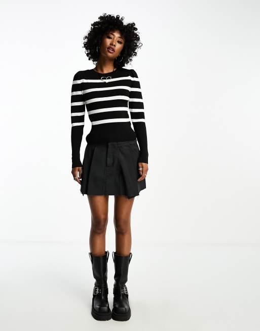 Only Maglione leggero nero e bianco a righe ASOS