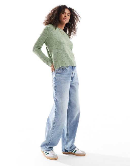 Only - Maglione verde con dettagli traforati 