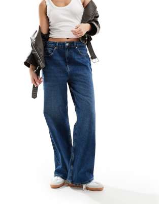 Only - Maisie - Baggy Jeans in dunkelblauer Waschung mit niedrigem Bund