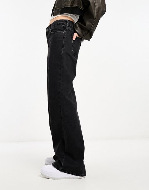 Only Maisie low waited baggy wide leg jeans in washed black | ASOS