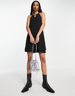 black swing mini dress