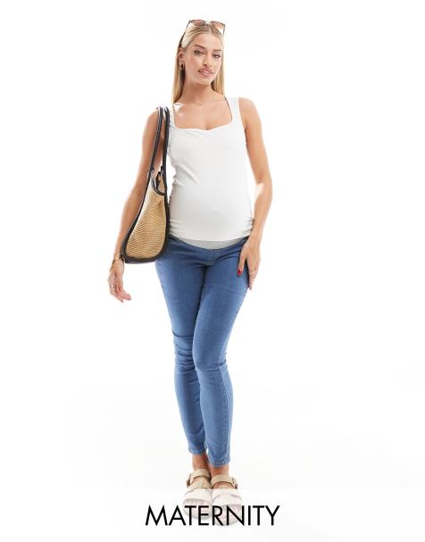 ONLY – Mammakläder – Rain – Mellanblå jeggings - view 1