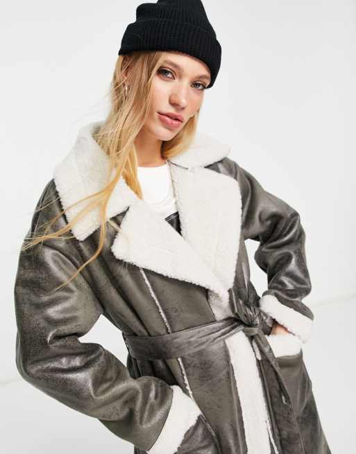 Manteau cuir retourné femme hot sale