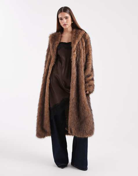 ONLY - Manteau long en fausse fourrure - Marron - view 1