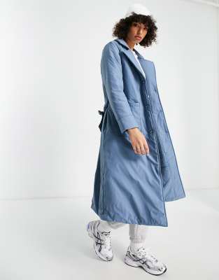 Only - Manteau matelassé à ceinture - Bleu 